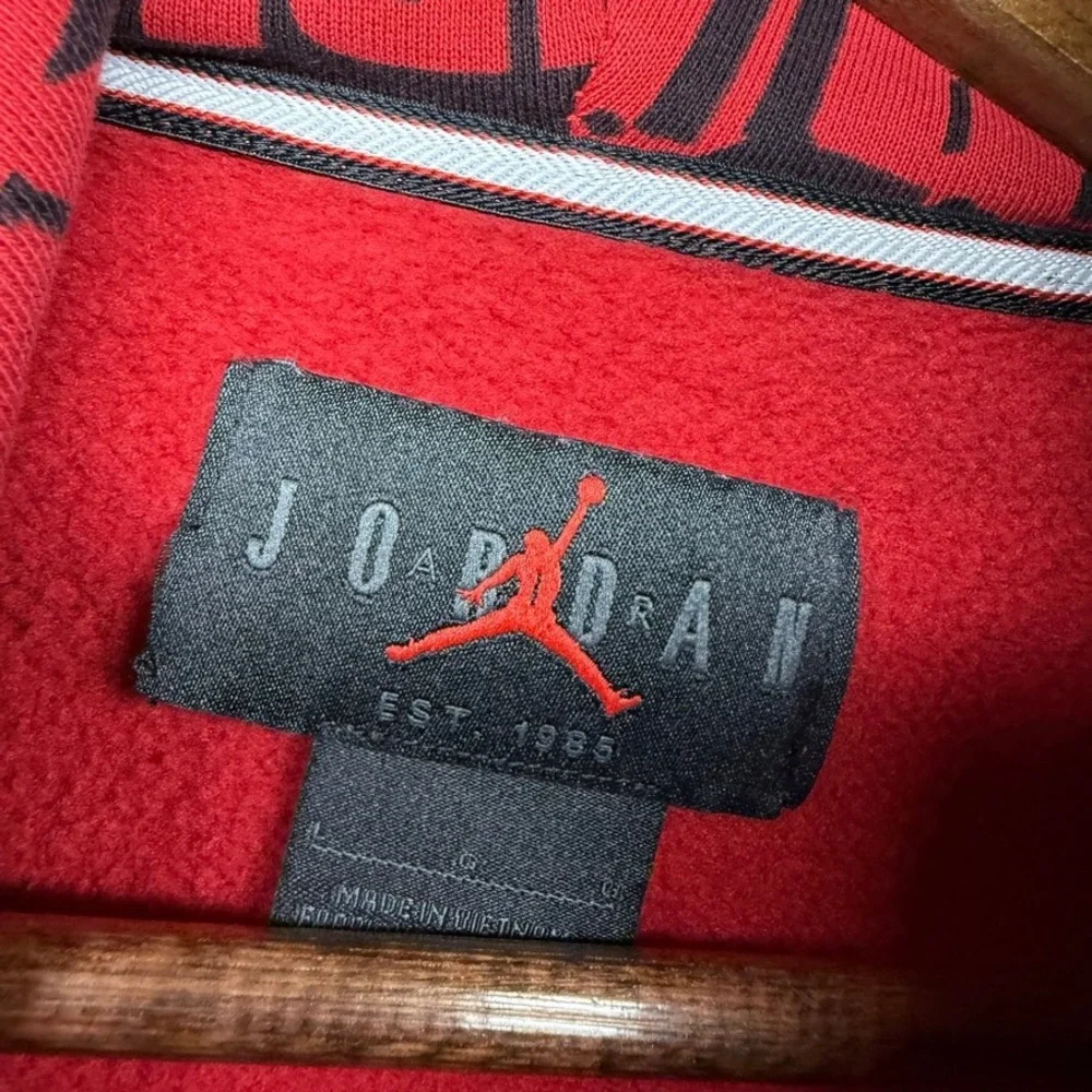 Jordan Hoodie Men's Large Red Jumpman All Over Print Graphic Pullover Printed